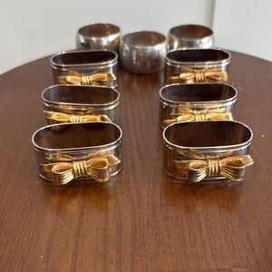 Gold and Silver Bow Napkin Rings set